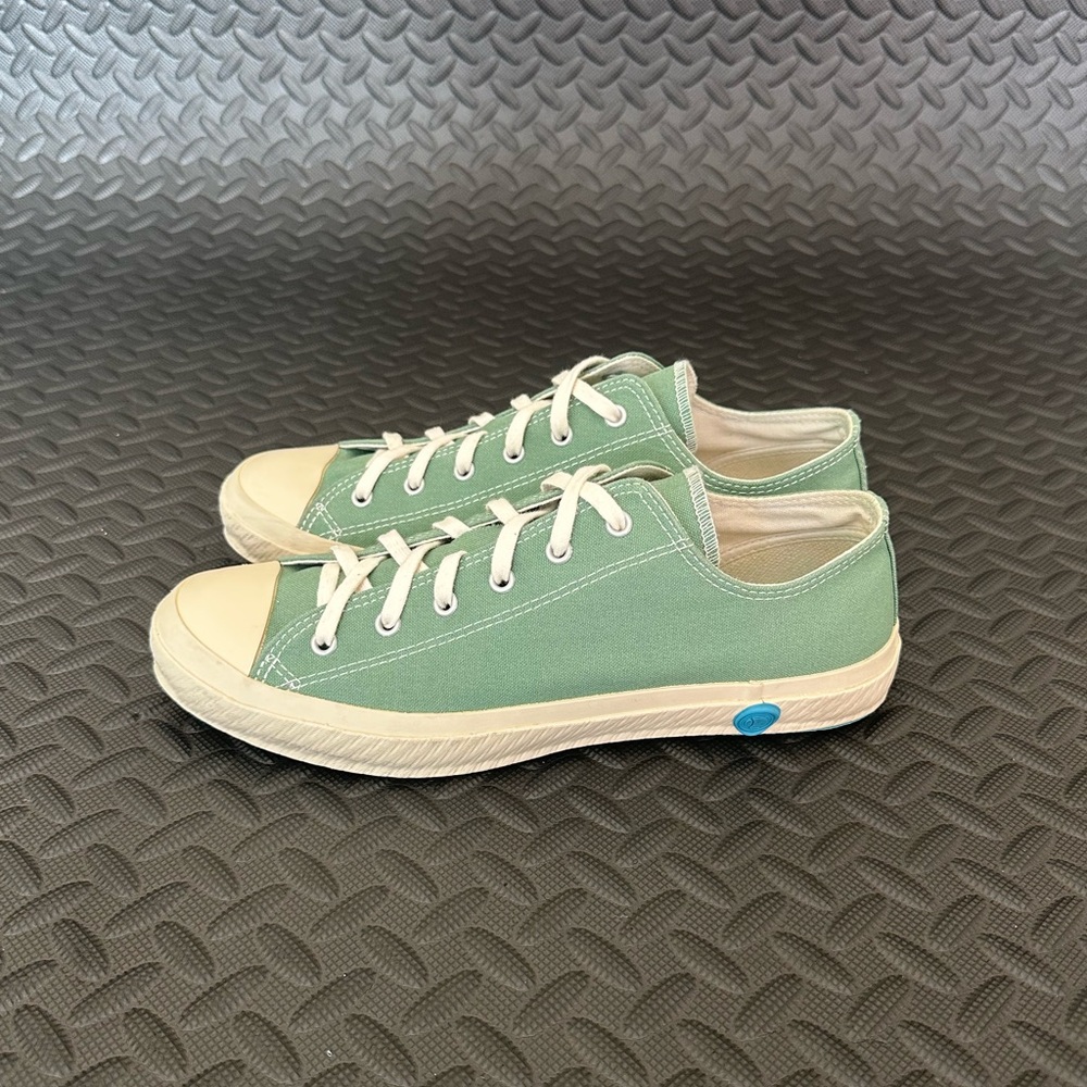 Shoes Like Pottery Low GREEN Cotton canvas sz US 8 Unisex Made n Japan Excellent